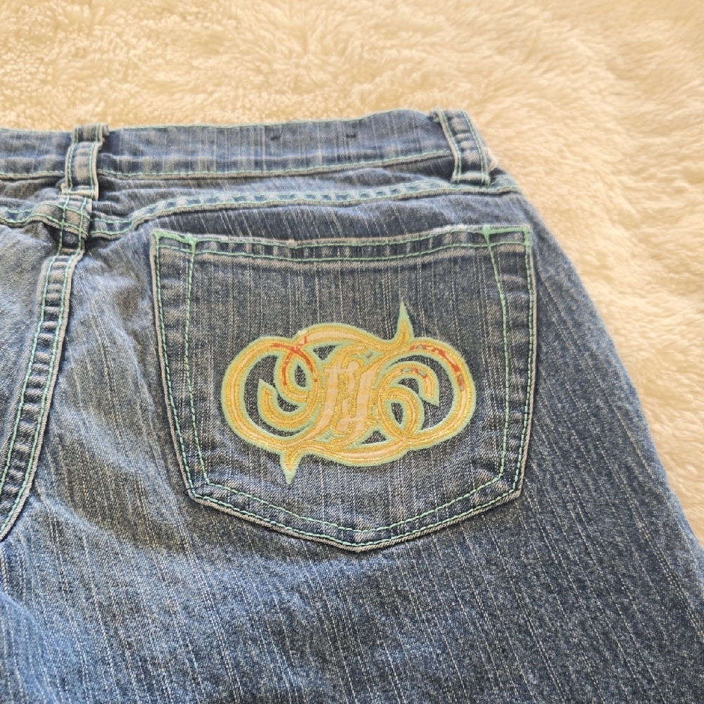 Embroidered Blue Jean Shorts